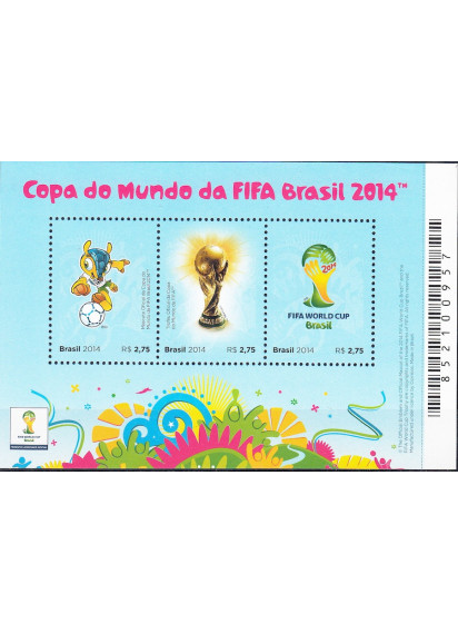 BRASILE 2014 Foglietto Coppa del Mondo di Calcio